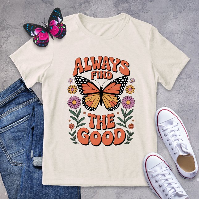 Finden Sie immer das gute Retro-Butterfly-Shirt Tri-Blend Shirt (Von Creator hochgeladen)