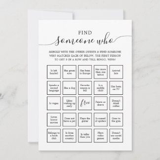 Finden Sie jemanden, der Bingo Game Card Einladung