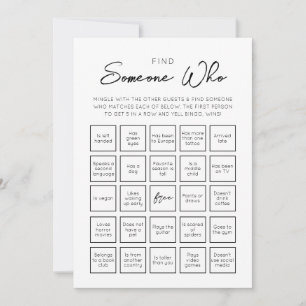 Finden Sie jemanden, der Bingo Game Card Einladung