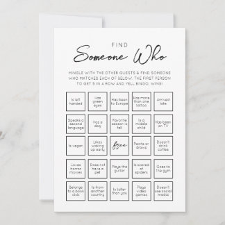 Finden Sie jemanden, der Bingo Game Card Einladung