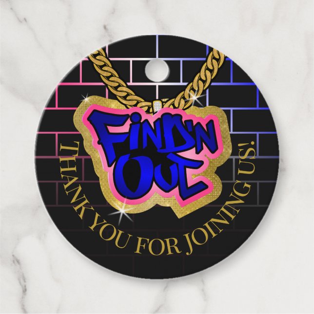 Finden Sie 'N Out Gender Reveal! Geschenkanhänger (Vorderseite)