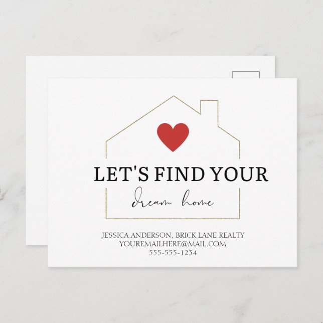 Finden wir Ihr Traumhaus Zuhause Real Anwesen Mark Postkarte (Vorne/Hinten)