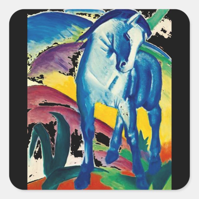 Fine Art Aufkleber, Franz Marc, The Blue Horse Quadratischer Aufkleber (Vorderseite)