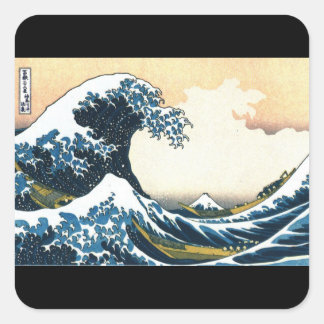 Fine Art Aufkleber, Hokusai, The Great Wave Quadratischer Aufkleber