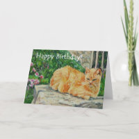 Fine Art Birthday Card, Ingwerkatze