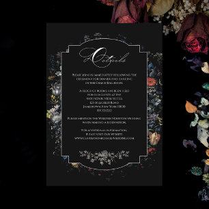 Fine Art Black Floral Calligraphy Begleitkarte