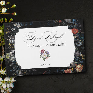 Fine Art Black Floral Calligraphy Gästebuch