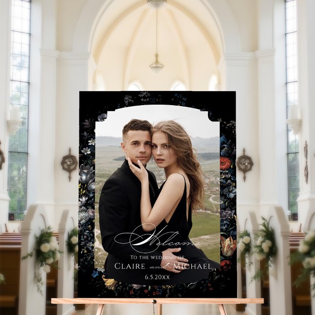 Fine Art Black Floral Calligraphy Willkommen Acrylschild (Von Creator hochgeladen)