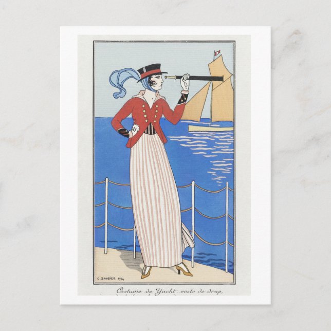 Fine Art Costume de Yacht No.164 von Barbier Postkarte (Vorderseite)