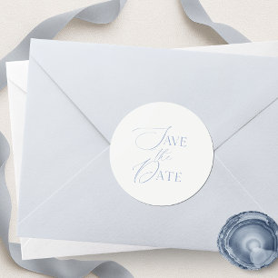 Fine Art Dusty Blue Save-the-Date Runder Aufkleber