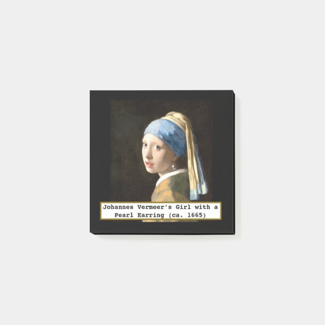 Fine Art Girl with Pearl Earring by Vermeer Post-it Klebezettel (Vorderseite)