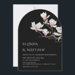 Fine Art Magnolia Casual Wedding Black Einladung<br><div class="desc">Fine art painted magnolia flowers on a black background casual wedding invitation.</div>