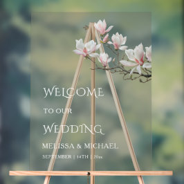 Fine Art Magnolia Transparent Wedding Welcome Acrylschild