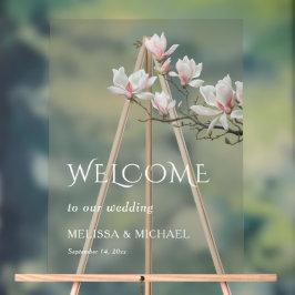 Fine Art Magnolia Transparent Wedding Welcome Acrylschild