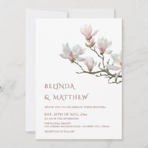Fine Art Magnolie Hochzeit Casual Einladung