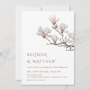 Fine Art Magnolie Hochzeit Casual Einladung