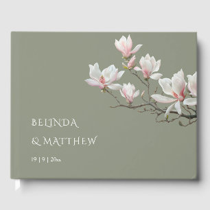 Fine Art Magnolie Sage Grün   Hochzeit Gästebuch