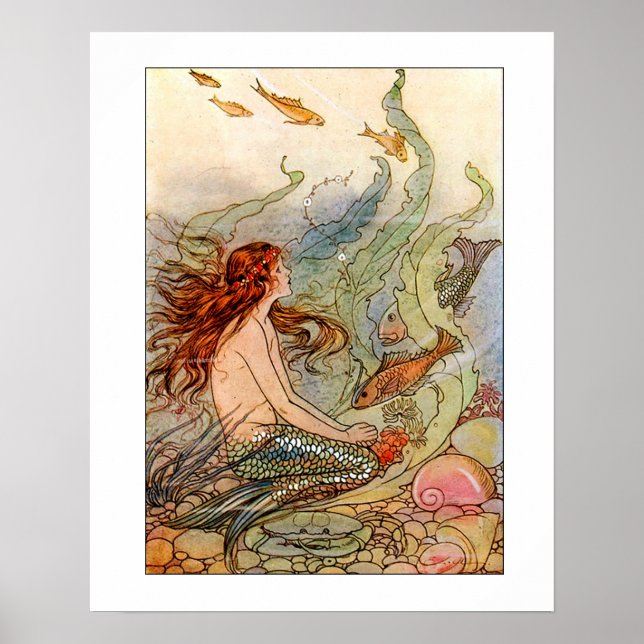 Fine Art Mermaid Ilustration Poster (Vorne)