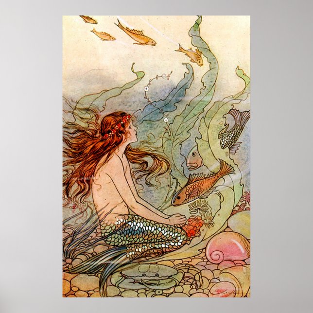 Fine Art Mermaid Ilustration Poster (Vorne)