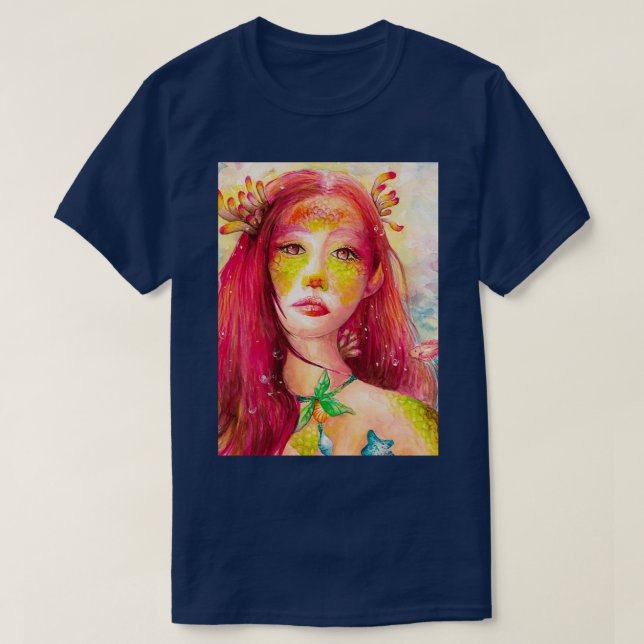 Fine Art Mermaid Watercolor T-Shirt (Design vorne)