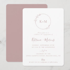 Fine Art Monogram Dusty Rose Engagement Party Einladung