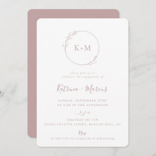 Fine Art Monogram Dusty Rose Engagement Party Einladung