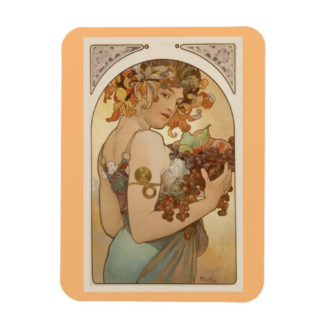 Fine Art Nouveau Jugendstil Alfons Mucha Frucht Magnet (Vertikal)
