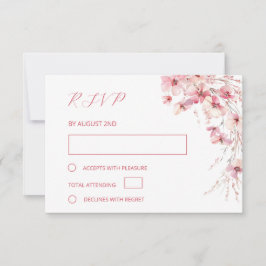 Fine Art Pink Boho Floral Wedding RSVP Karte
