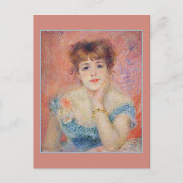 Fine Art Portrait Actress Jeanne Samary Renoir Postkarte (Vorderseite)