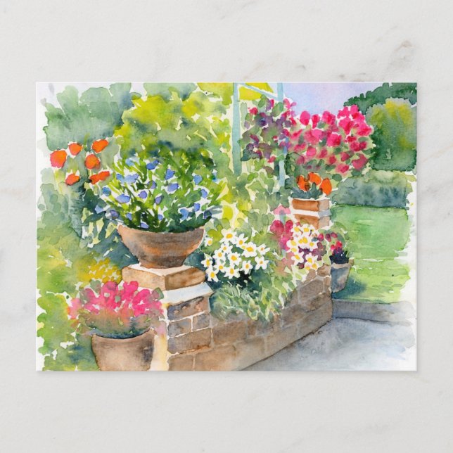 Fine Art Post Card - Gartenlandschaft, Farbe Wasse Postkarte (Vorderseite)