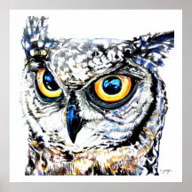 Fine Art Print: Great Horned Owl Illustration