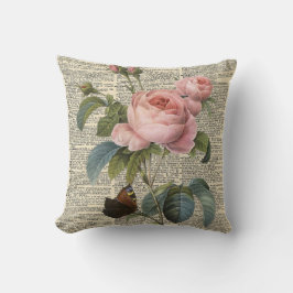 Fine Art rosa rosa und Vintages Wörterbuch Kissen