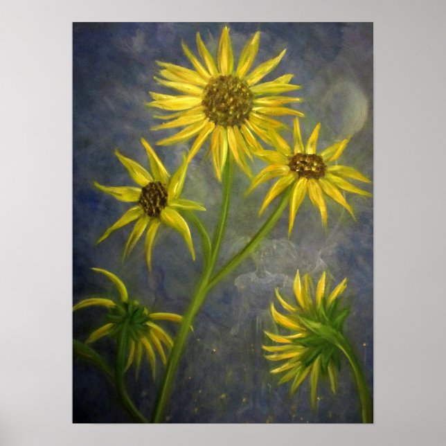 Fine Art Sonnenblumen Malerei Print "Wohnung 1" Poster (Vorne)