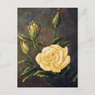 Fine Art Yellow Rose and Buds Still Life Postkarte