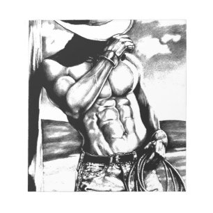 Fine Art zeichnend hübscher Cowboy Body Builder Notizblock