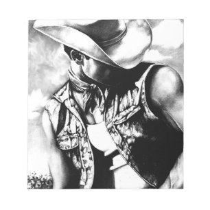 Fine Art zeichnend hübscher Cowboy Country Man Notizblock