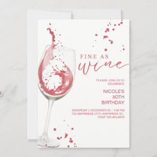 Fine as Wine Elegant Wine Tasting Birthday Invite Einladung