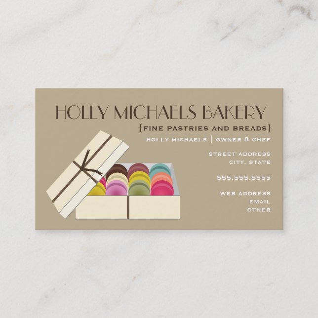 Fine Baker Business Card - Ein Dutzend Macarons Visitenkarte (Vorderseite)