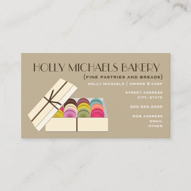 Fine Baker Business Card - Ein Dutzend Macarons Visitenkarte (Vorderseite)