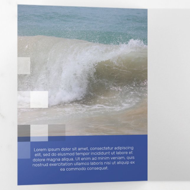 Fine Blue Contemporary Transparency Dreifach Gefaltete Karte (Innen Erste Seite)