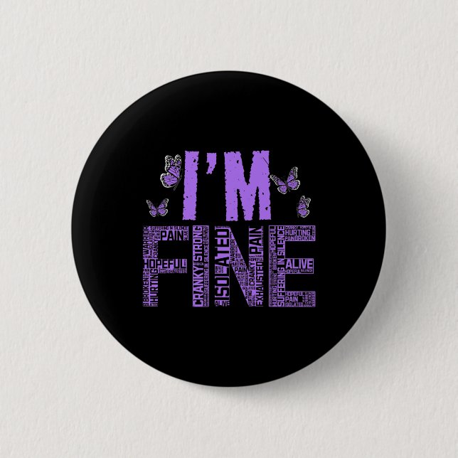 Fine Fibromyalgie Warrior Fibro Awareness Lila R Button (Vorderseite)