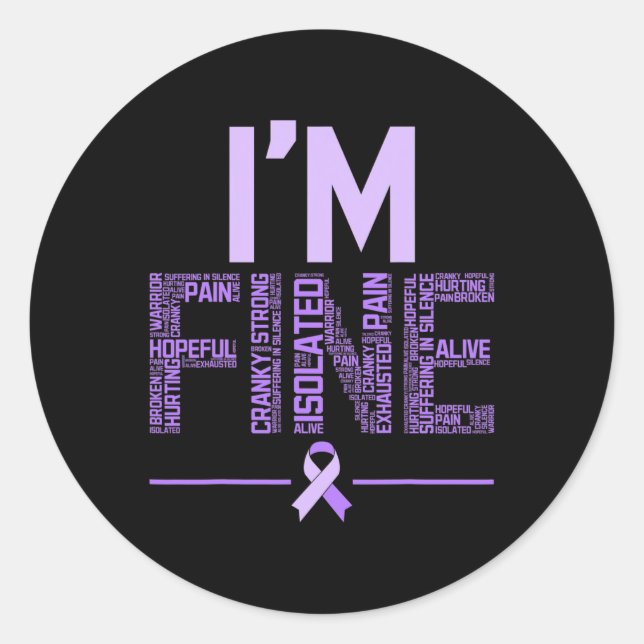 Fine Fibromyalgie Warrior Fibro Awareness Lila R Runder Aufkleber (Vorderseite)