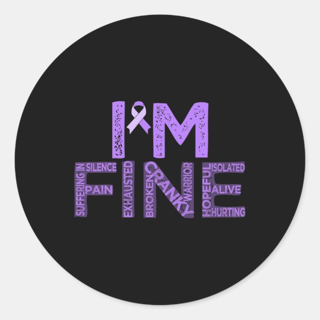 Fine Fibromyalgie Warrior Fibro Awareness Lila R Runder Aufkleber (Vorderseite)