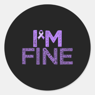 Fine Fibromyalgie Warrior Fibro Awareness Lila R Runder Aufkleber