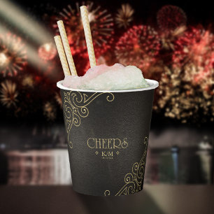 Fine Filigree Gold Wedding Cheers ID871 Pappbecher