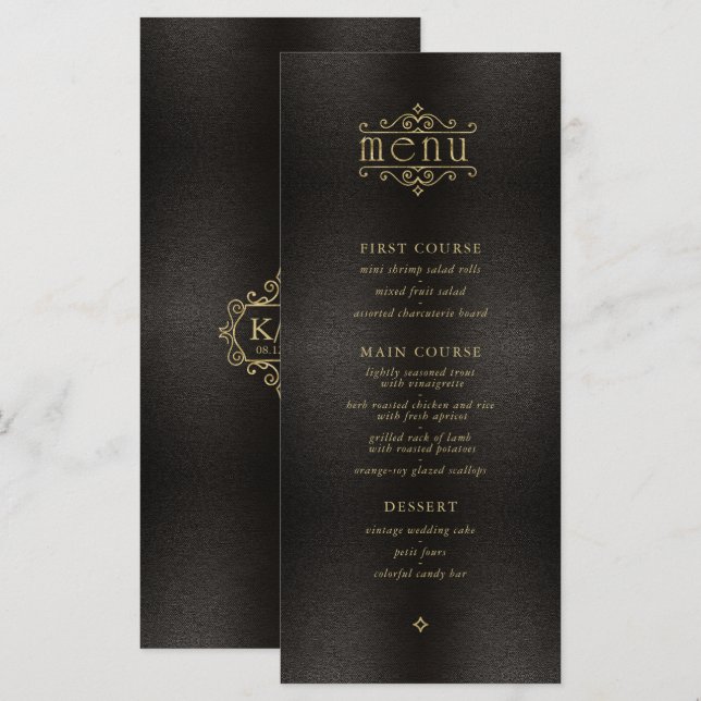 Fine Filigree Gold Wedding Menu V2 ID871 (Vorne/Hinten)