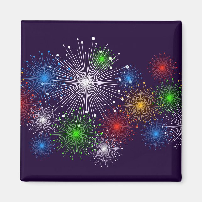 Fine Fireworks Niedlich Cool Girl Retro Vector Magnet (Vorne)