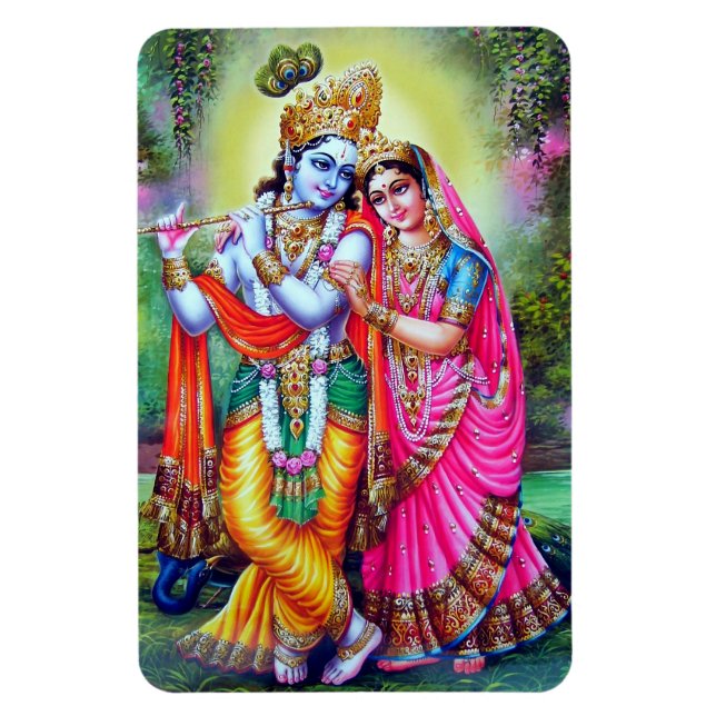 Fine Floral Vintag Krishna Radha Magnet (Vertikal)