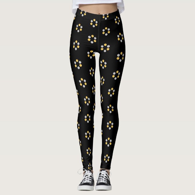 Fine Gold und Silver Geometric Muster Leggings (Vorderseite)