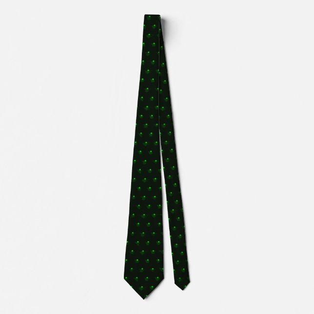 Fine Green Polka-Dot-Muster in Schwarz Krawatte (Vorderseite)